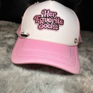 Her Favorite Socks Pink and White Cap